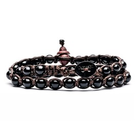 Tamashii Tibetan Black Onyx Bracelet Unisex Handmade with Natural Stones and Cord BHS600-01, Unit size, Cotton, Onyx