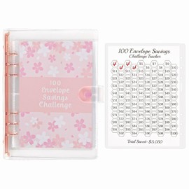MZLUWM 100 sobres para ahorrar dinero, carpeta de 100 sobres para desafíos de sobres, carpeta de presupuesto para ahorrar dinero con bolsillos previamente numerados, libro de desafíos de ahorro para