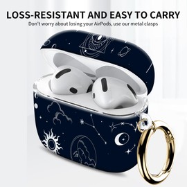 Compatible with AirPod 4th Gen Case with Keychain, Shockproof Protective Cover for Wireless Earbuds - Lightweight & Durable Design for Women Men Girl (Boho Sun)