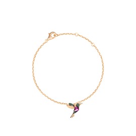 Einzelstück® Hummingbird Anklet I 925 Sterling Silver Anklet with Bird Design I 14K Gold & Rose Gold I Hummingbird Bird with Zirconia Stones I Allergy Friendly Genuine Jewellery, One size, Sterling