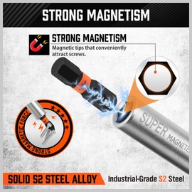 Magnetic Ratcheting Screwdriver Bit Set: 14-in-1 Bit Screw Driver Kit Includes 1/4” Screwdriver Bit Holder, 13 Screwdriver Bits with Phillips, Slotted, Square, Torx, Hex for Garage & Daily Repair