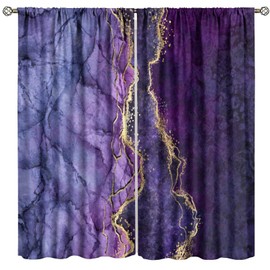 Marble Blackout Curtains Modern Luxury Abstract Gold Cracked Purple Texture Girls Women Bedroom Living Room Bathroom Decor Rod Pocket Blackout Window Drape 42x54in, Style-20