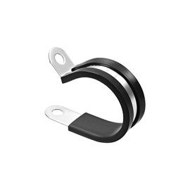 sourcing map 1-1/4"(32mm) Cable Clamp 304 Stainless Steel Rubber Cushioned Insulated Clamp R Shape Metal Clamp 5Pcs