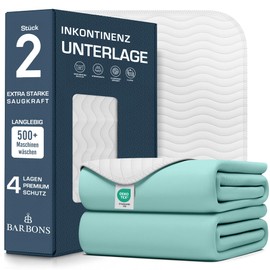 Barbons Incontinence Pad, Washable Mattress Protector, 40 x 50 cm, Pack of 2, Waterproof Bed, Incontinence Pad, Mattress Pad, Washable Moisture Protection Mattress Topper (40 x 50 cm - Pack of 2)