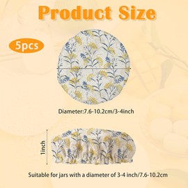 Sourdough Starter Jar Cloth Covers,Vintage Floral Plant Yellow Blue Heat Preservation to Increase Fermentation Cover for Bread Rising Sourdough Bread Proofing Cover（5 Pack）