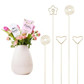 Wire Table Number Holder, Pack of 30, Metal Photo Holder, Metal Wires, Memo Clip, Card Holder, Gold Wire, Flower Picks, Table Number Clip for Card, Memo Party, Birthday, Wedding Decoration