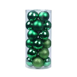 24Pcs Christmas Balls Ornaments Christmas Decorations 24 Pieces Balls Tree Ornaments Decorative Ball Hanging Decorations (Green, 1.57inch)