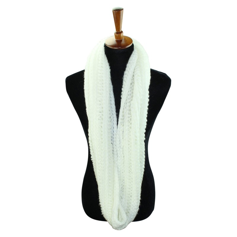 Ivory Winter Knit Soft Circle Infinity Scarf