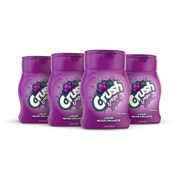 Crush, Grape, Liquid Water Enhancer – New, Better Taste! (4 Bottles, Makes 96 Flavored Water Drinks) – Sugar Free, Zero Calorie