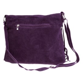 Girly Handbags Womens Large Genuine Suede Fringe Shoulder Bag Crossbody - Dark Purple