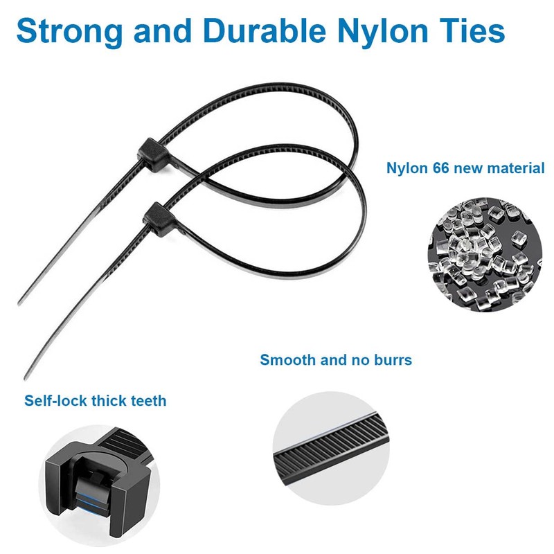 Teemyaa 100pcs Cable Zip Ties Medium Duty 200mmx3.5mm, Premium Plastic