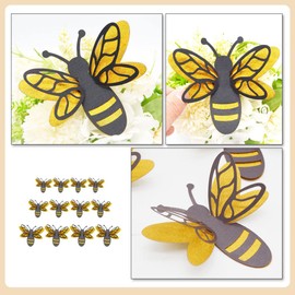 Happyyami 12pcs 3D Bee Stickers Cartoon Animals Wall Stickers Wall Art Decor Honey Bee Clings Mural Decals for Kids Baby Nursery Classroom Wall Window Decorations Golden