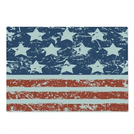 Ambesonne America Cutting Board, Fourth of July Theme Flag of United States of America with Grunge Effect, Decorative Tempered Glass Cutting and Serving Board, Large Size, Red Blue and White