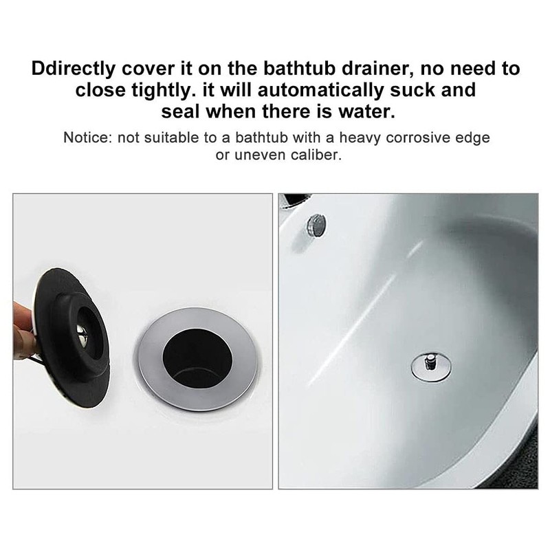 DMZK Stainless Steel Bath Tub Stoppers Drain Plug with Chain，Solid
