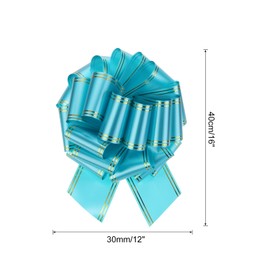 sourcing map 12 Inch Giant Large Pull Bow Big Metallic Car Bows Ribbon with Gold Edge for Wedding Presents Gift Wrapping Christmas, Lake Blue