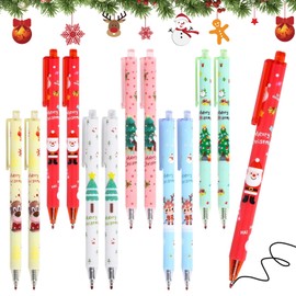 Pack of 12 Retractable Ballpoint Pens Christmas Set, Christmas Ballpoint Pens Variety of Designs, Christmas Pens Christmas Ballpoint Pen Creative Gifts for Children Party Bag Filler, School & Office