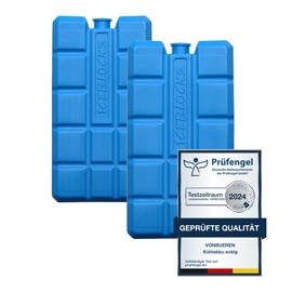 VonBueren 2-24 Ice Packs for Cool Bag | 12 Hours Long Cooling | Approx. 200 g per Ice Pack | Approx. 8.1 x 15.2 x 2.2 cm | Also for Cool Box (2)