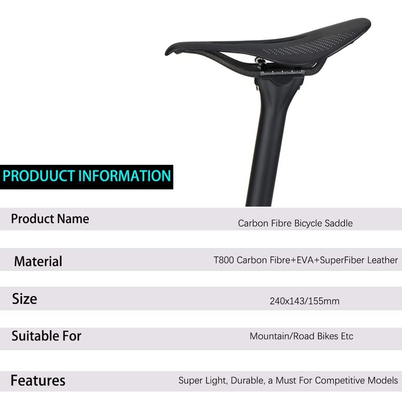 Hliya Carbon Bicycle Saddle/Mountain Bike Saddle, Road Bike Saddle, Comfortable