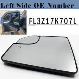 F150 Driver Side Heated Mirror Glass Compatible with 2015 2016 2017 2018 2019 2020 F150 Left Power Heated Convex Mirror Glass FL3Z17K707L with Blind Spot Mirror and Rear Holder F150 Side Mirror