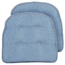 Klear Vu Omega Non-Slip Universal Chair Cushions for Dining Room, Kitchen and Office Use, 2 Pack, Slub Wedge