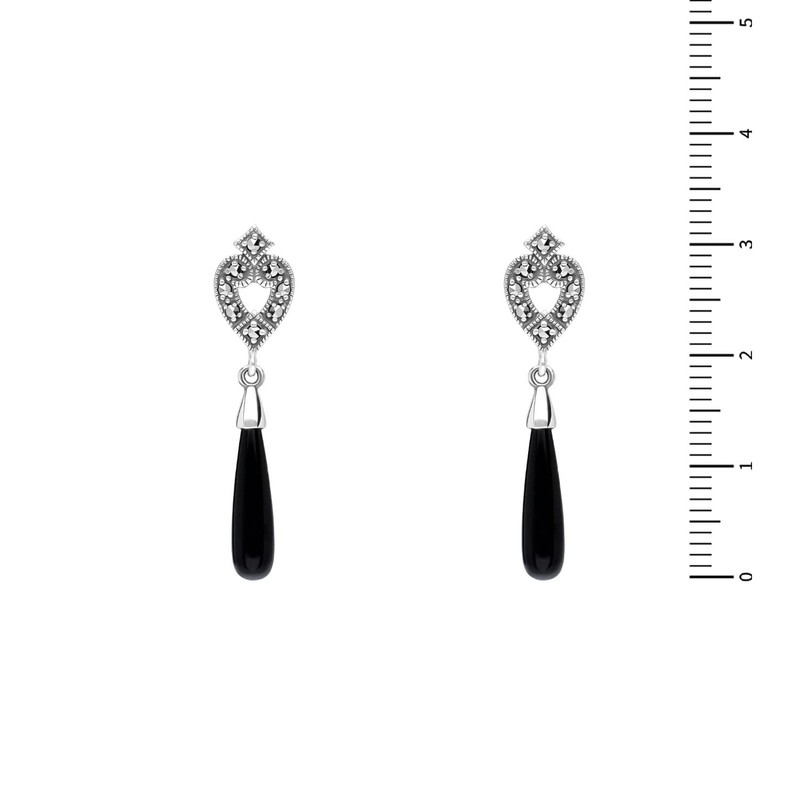 Esse Marcasite Sterling Silver Black Onyx and Marcasite Belle Epoque