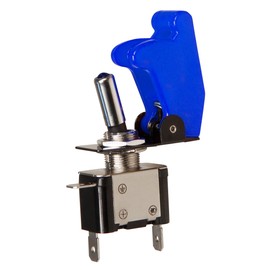 MC POWER Kill Switch, 12 V, 20 A, Rocker Switch with Protective Cap and LED, On/Off Switch for Car, Boat, Motorsport, DIY Electronics, Blue Illuminated