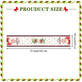 Christmas Table Runner 72 x 13 Inch Decorations, Santa Claus Kitchen Dining Table Runner for Winter Xmas Theme Parties, Merry Christmas Table Decors for Farmhouse Home Fireplace, Santa Claus