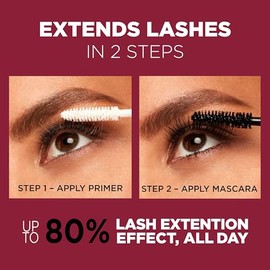 L'Oréal Paris Makeup Double Extend Beauty Tubes Lengthening 2 Step Mascara, Black 0.17oz