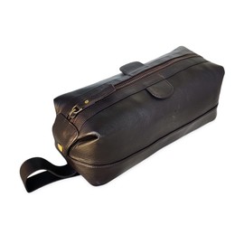 Men's Genuine Leather Toiletry Bag Waterproof Dopp Kit Shaving Bags and Grooming for Travel Groomsmen Gift Men Women Hanging Zippered Makeup Bathroom Cosmetic Pouch Case Make Up kit