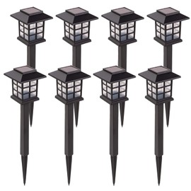 LAUREL CANYON Solar Pathway Lights, 8 Pack Outdoor Solar Landscape Decorative Lights, Automatic Walkway Lights with LED Light Bulbs for Garden, Path, Yard, Lawn, Square, Black