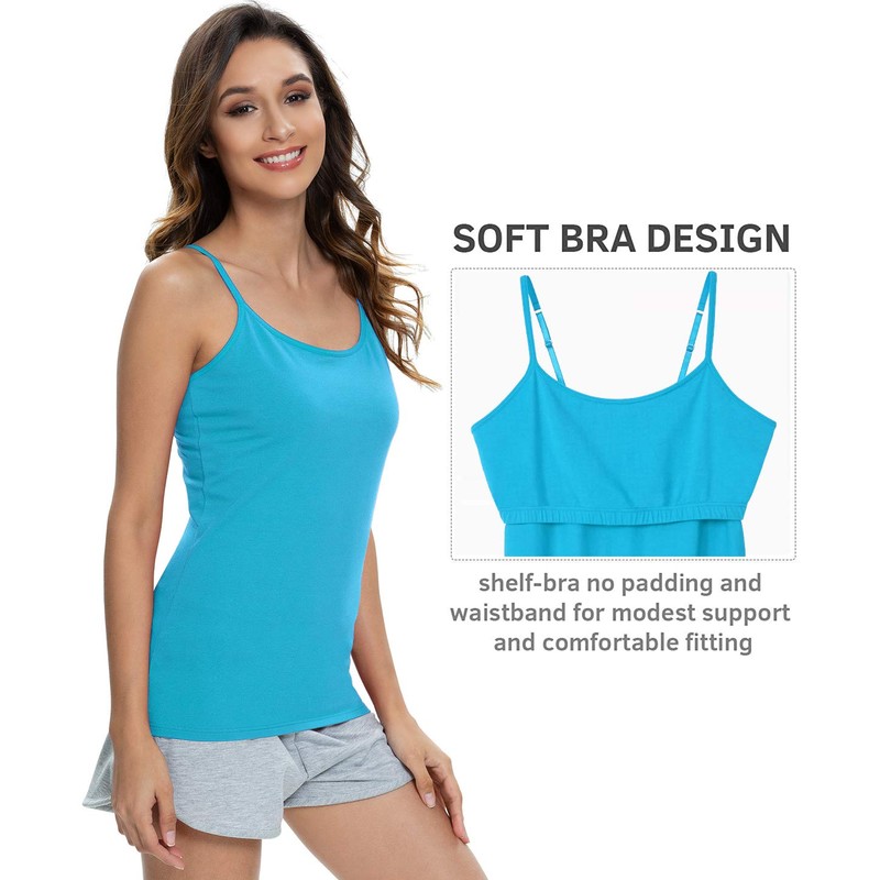 vislivin Women's Undershirt with Shelf Bra Cotton Tank Top Spaghetti