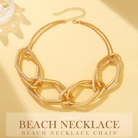 Reaky Punk Necklaces Gold Chunky Necklace Cuban Link Necklaces Chain for Women