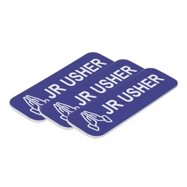 Jr Usher 1 x 3" Name Tag/Badge, Blue, Praying Hands (10 Pack)