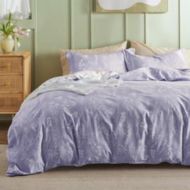 Bedsure Duvet Cover King Size - Reversible Lilac Purple King Duvet Cover Set with Zipper Closure, 3 Pieces Floral Patterned Bedding Set with 8 Corner Ties and 2 Pillow Shams