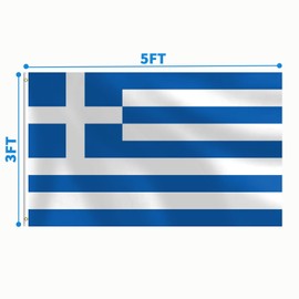 Greek Flag 3x5 FT Heavy Duty Greece Flag Double Stitched Vivid Color Fade Proof Outdoor Decor With Brass Grommets(Greece)