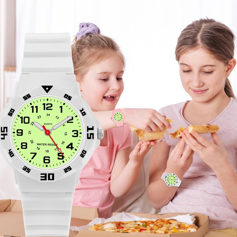 SOCICO Kids Analog Watch, Waterproof, Time Teaching, Soft Band, Wrist