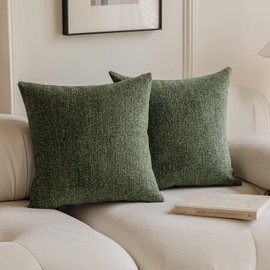 Colormz Set of 2 Sage Green Colored Cute Textured Throw Pillow Covers, Cozy Boho Accent Pillow Cases for Sofa Couch Bed and Living Room - 16"x16"