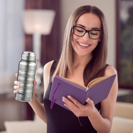 Relaxdays Stainless Steel Water Bottle, 400 ml, Leak-Proof, Cold & Hot Drinks, Vacuum Insulated Flask, Outdoor, Silver, 100%, 20 x 7.5 cm