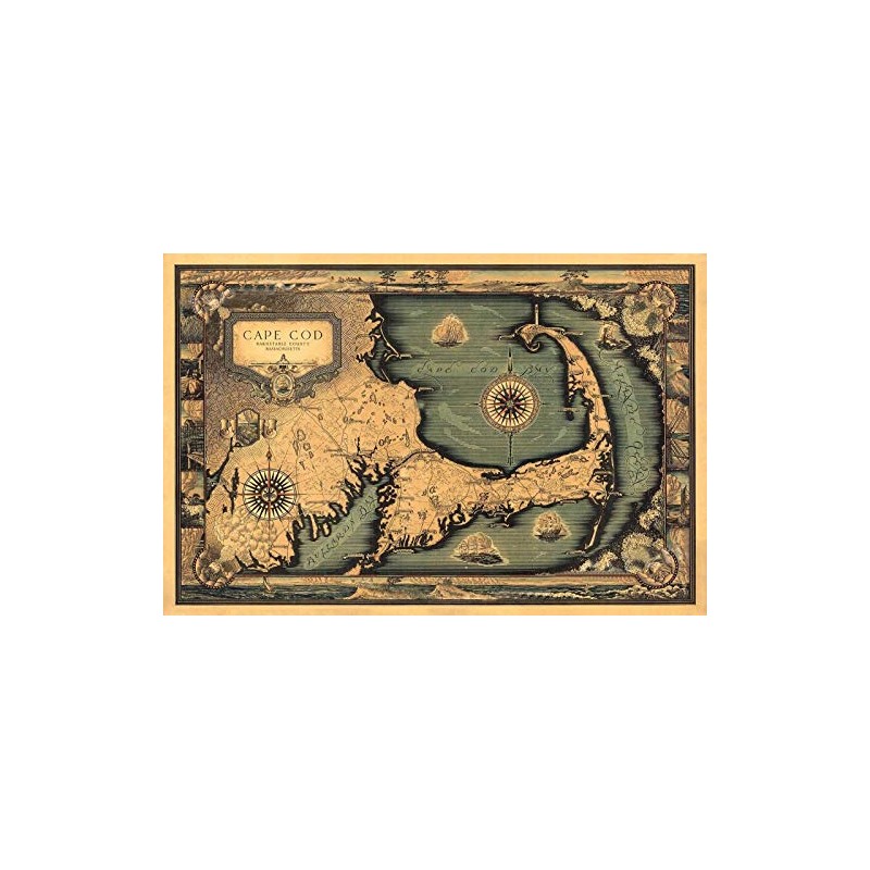 Magnet 1930s Cape Cod Historic Old Wall Map Magnet Vinyl