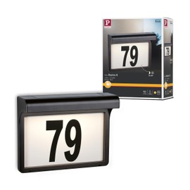 Paulmann Dayton II 95388 LED Outdoor Light Solar House Number Light IP44 Square Including 1 x 0.05 Watt Black Plastic Outdoor Lamp 3000 K