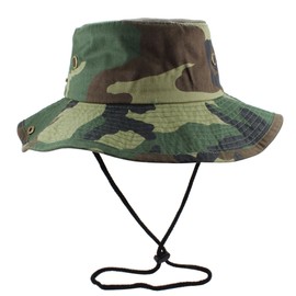 Gelante 100% Cotton Stone-Washed Adjustable Bucket Safari Boonie Sun Hats.1910-1PC Woodland S/M