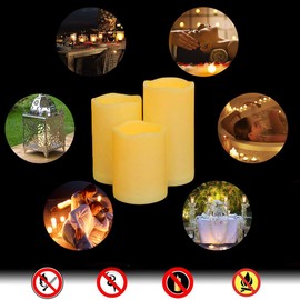 Outdoor Weatherproof Flameless Candles with Timer – SWEETIME Battery Operated Candles with Flickering Flame, Led Electronic Candles for Party Decor.