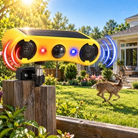 Solar Motion Sensor Alarm for Outdoor Security – Sound & Flash Warning with Remote Control for Home, Farm & Garden