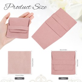 120 Pcs Microfiber Jewelry Pouch 8x8cm Packaging Bag Luxury Gift Fixed Strap Envelope Style Packaging with Cleaning Cloth(Fresh Color)