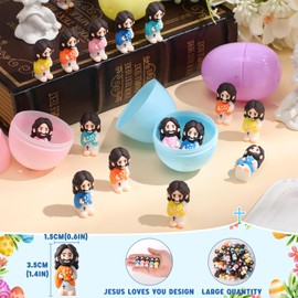 Teenyyou 50 Pcs Easter Mini Jesus Figurines Colorful Tiny Jesus Toys for Easter Egg Stuffers Jesus Figures to Hide Religious Party Favors for Easter Egg Basket Fillers Christian Gifts Sunday School