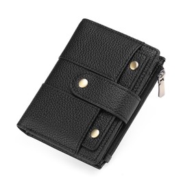 GOIACII Women's Small Leather Purse with RFID, black