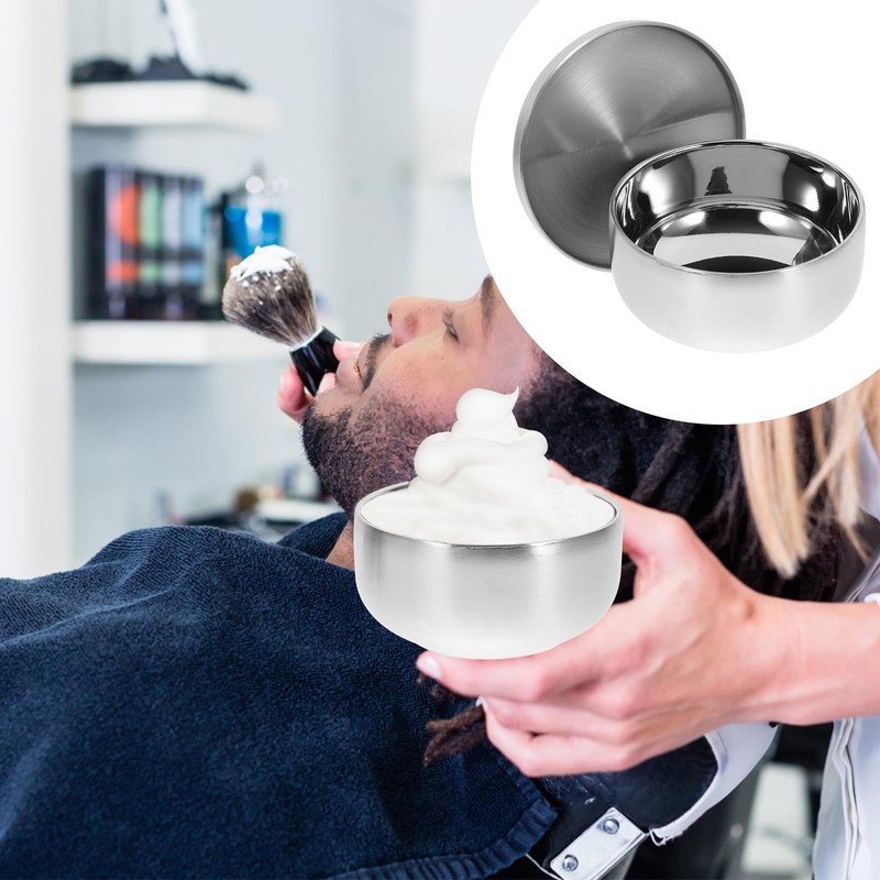 Milisten Stainless Steel Shaving Soap Cream Bowl with Lid Shaving