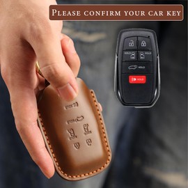 Rulansda for Toyota Key fob Cover. Compatible with Sienna LE Limited Platinum XLE XSE '21-'25 Remote Entry Smart Key 6 Button Smart Leather Car Key Protector Case Shell Chain Accessories/Brown