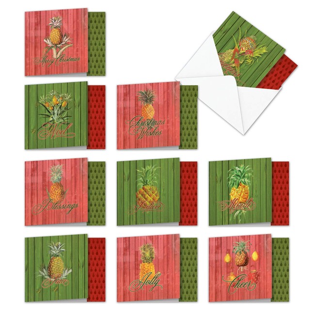 The Best Card Company - 10 Boxed Christmas Cards Blank - Assortment of Happy Holiday Stationery, Notecards Set (4 x 5.12 Inch) - Holiday Harvest MQ4959XSB-B1x10