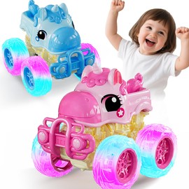 iValea Trucks Toy Cars for Toddlers 1-3: Pull Back Truck for Kids 2-4 Years Old,Pink Unicorn Girl Ages4-8,Monster Car Toys Boys,Christmas Birthday Best Gift